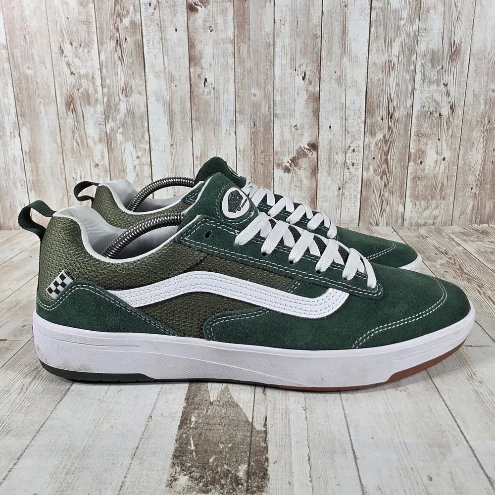 Vans Wayvee Skate Shoes Mens 11.5 Dark Green Olive Suede Mesh‎ Low Top Sneaker
